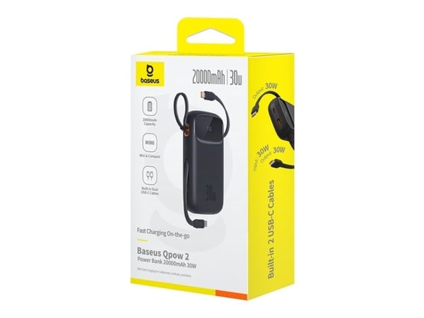 Baseus PPQD4-20C, 20000 mAh, Lithium Polymer (LiPo), 7,3 V, 30 W, Sort