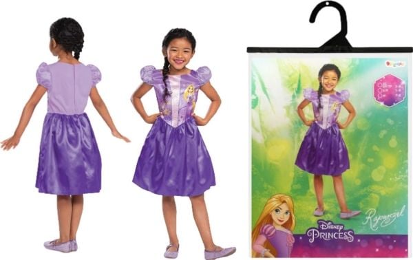 GoDan Disney karnevalskostyme for jenter – Rapunzel-kostyme 109–123 cm (5–6 år)
