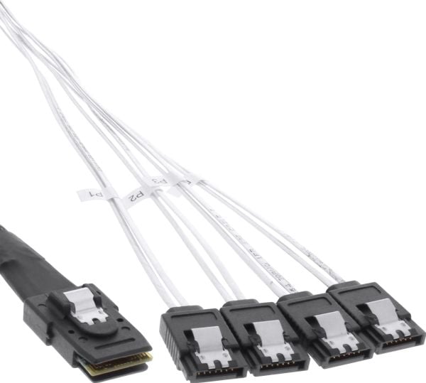 InLine 27610A, 1 m, Mini SAS SFF-8087 uros, 4x SATA, punainen