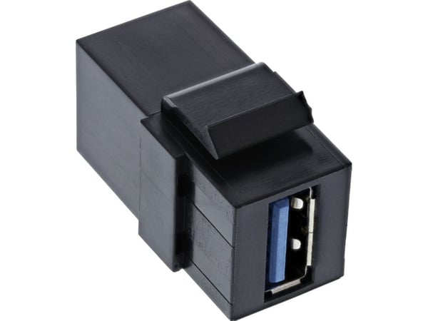 InLine 76202K, USB 3.1 (Gen.1) A female, USB 3.0 A, Musta