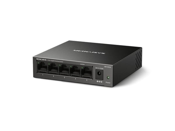 Mercusys MS105GS, Uhåndtert, Gigabit Ethernet (10/100/1000), Full tosidig, Kan monteres på vegg