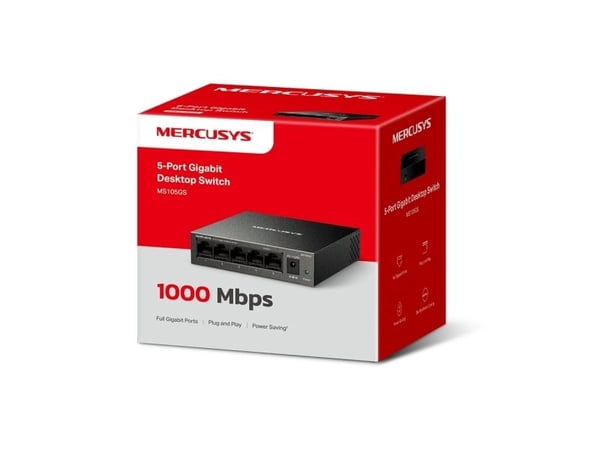 Mercusys MS105GS, Uhåndtert, Gigabit Ethernet (10/100/1000), Full tosidig, Kan monteres på vegg