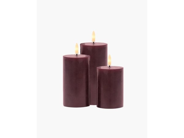 Sirius Sille oppladbare blokklys Bordeaux - Ø 7,5 cm - 3 stk