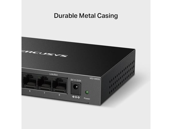 Mercusys MS108GS, Uhåndtert, Gigabit Ethernet (10/100/1000), Full tosidig, Kan monteres på vegg