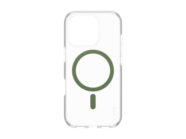 PanzerGlass CARE™ by ® Urban Combat Case Transparent w. Green MagSafe iPhone 16 Pro, Suojus, Apple, Apple - iPhone 16 Pro, Läpinäkyvä