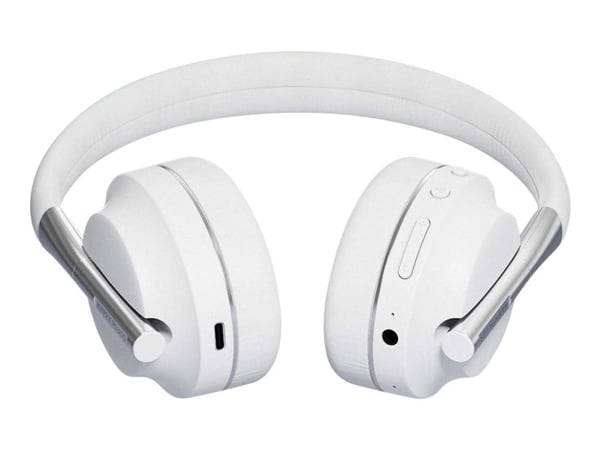 Happy Plugs Play - Hodetelefoner med mikrofon - full størrelse - Bluetooth - trådløs, kablet - 3,5 mm jakk, USB-C - lydisolerende - hvit