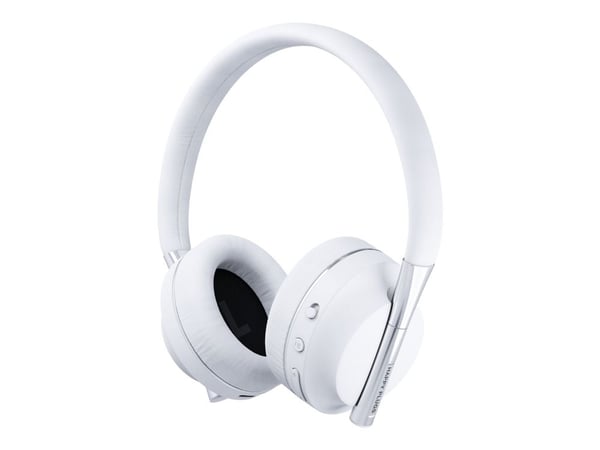 Happy Plugs Play - Hodetelefoner med mikrofon - full størrelse - Bluetooth - trådløs, kablet - 3,5 mm jakk, USB-C - lydisolerende - hvit