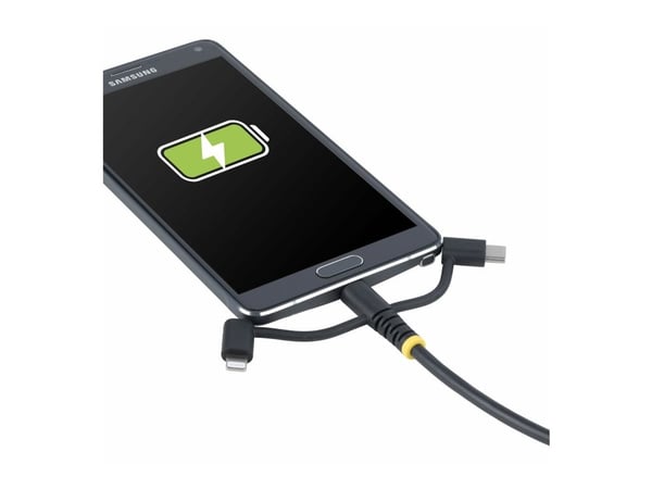 StarTech.com 3.3ft USB Multi Charging Cable, Lightning/Micro-USB/Type-C - USB-kabelsats - 3 A - 1 m - passiv, robust - svart