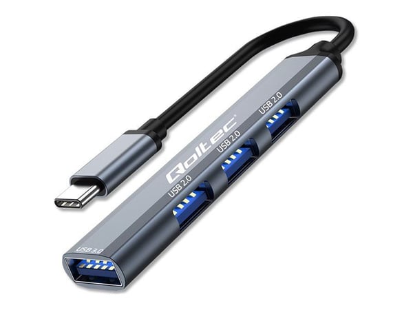 Qoltec - Hubb - 1 x SuperSpeed USB 3.0 + 3 x USB 2.0 - skrivbordsmodell