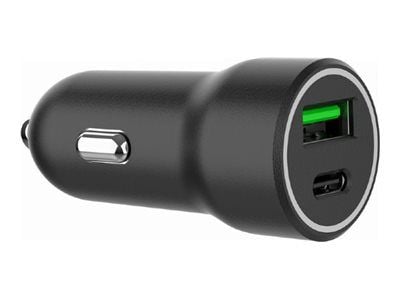 Gembird - Bilstrømadapter - 20 watt - 4 A - PD, QC 3.0 - 2 utgangskontakter (USB, USB-C) - svart