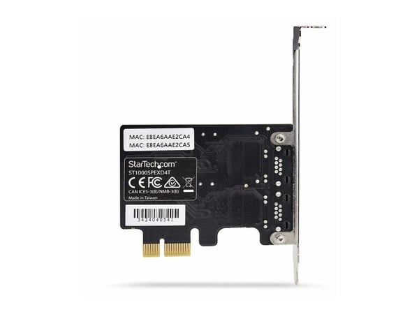 Startech 2-Port Gigabit PCIe Network Adapter Card, TAA Compliant - Nettverksadapter - PCI Express x1 - Gigabit Ethernet x 2 - svart - TAA-samsvar