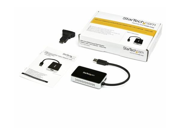 Startech USB 3.0 to HDMI & DVI Adapter with 1x USB Port - External Video & Graphics Card Adapter - Dual Monitor Hub - Supports Windows (USB32HDEH) ...
