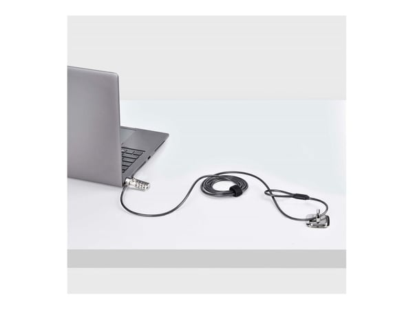 Startech Slim Lock K-Slot Compatible, 6.6ft Combination Locking Cable - Sikkerhetskabellås - svart og sølv - 2 m - TAA-samsvar