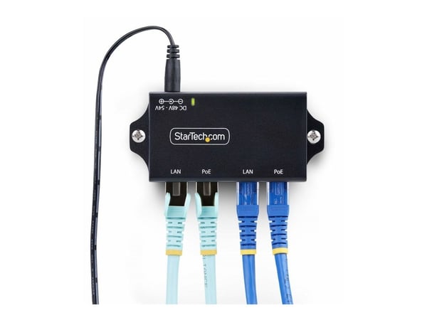 StarTech 2-Port Gigabit PoE+ Injector, PoE/PoE+ (802.3af/802.3at) 30W - Strøminjektor - ubehandlet inline - DC 48 - 52 V - 30 watt - utgangskontakt...