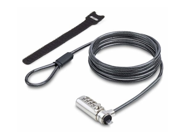 StarTech.com Nano Slot Compatible 6.6ft (2m) Cable Lock, Laptop Security - Lås för säkerhetskabel - svart & silver - 2 m