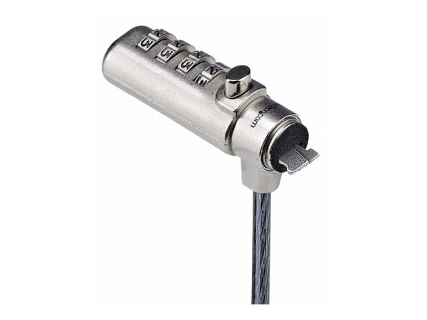 Startech Slim Lock K-Slot Compatible, 6.6ft Combination Locking Cable - Sikkerhetskabellås - svart og sølv - 2 m - TAA-samsvar