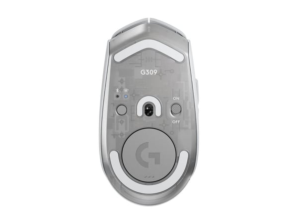 Logitech G G309 - Mus - gaming - optisk - 6 knapper - trådløs - 2.4 GHz, Bluetooth - USB Logitech LIGHTSPEED-mottaker - hvit