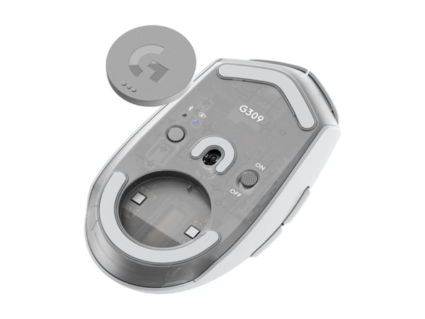 Logitech G G309 - Mus - gaming - optisk - 6 knapper - trådløs - 2.4 GHz, Bluetooth - USB Logitech LIGHTSPEED-mottaker - hvit