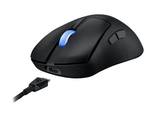 ASUS ROG Keris II Ace - Mus - høyrehendt - optisk - 7 knapper - kablet, trådløs - USB, Bluetooth 5.1, 2.4 GHz - USB ROG Omni trådløs mottaker - svart