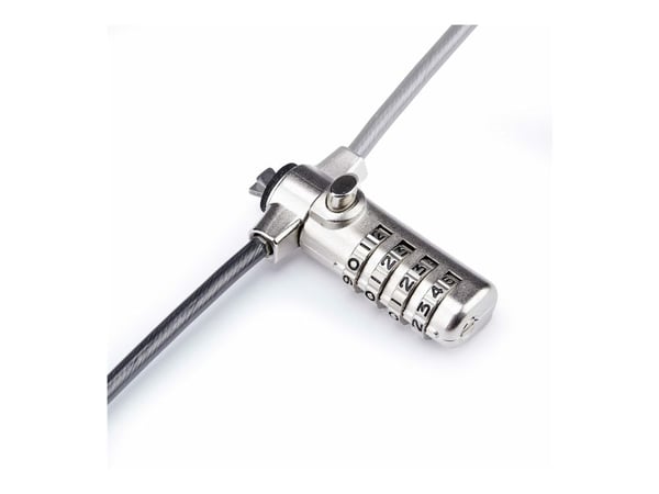 Startech Slim Lock K-Slot Compatible, 6.6ft Combination Locking Cable - Sikkerhetskabellås - svart og sølv - 2 m - TAA-samsvar
