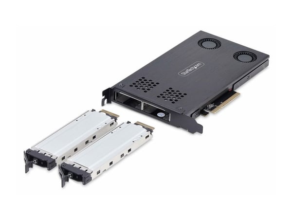 StarTech.com 2M2-REMOVABLE-PCIE, emolevy, musta, M.2, M.2, 2 tuuletinta, 128 Gbit/s.
