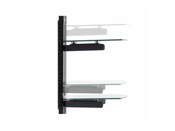 Startech Dual Floating Wall-Mounted AV Shelves, Adjustable Height Shelf For Under TV, Organize A/V Equipment On Black Tempered Glass Shelves - Hyll...