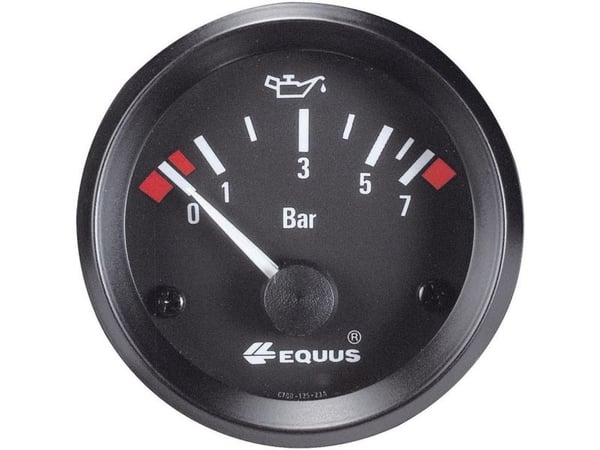 Equus 842095 bilinnbyggingsinstrument oljetrykk-visning, måleområde 0 - 7 bar, standard gul/rød/grønn, 52 mm