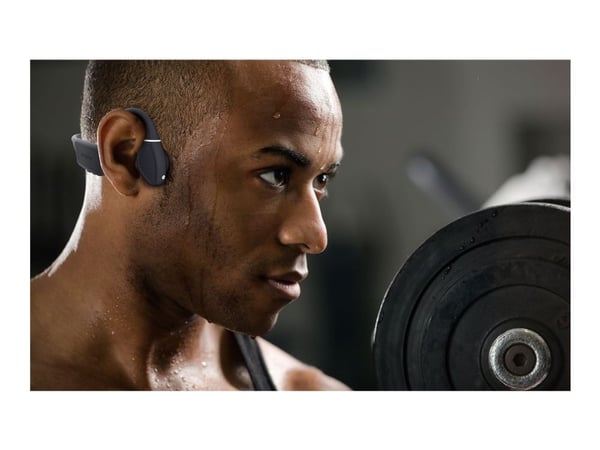 Creative Outlier Free - Hodetelefoner med mikrofon - åpent øre - bak-nakken-montering - Bluetooth - trådløs - aktiv støydemping - mørk skifergrå
