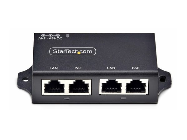 StarTech 2-Port Gigabit PoE+ Injector, PoE/PoE+ (802.3af/802.3at) 30W - Strøminjektor - ubehandlet inline - DC 48 - 52 V - 30 watt - utgangskontakt...