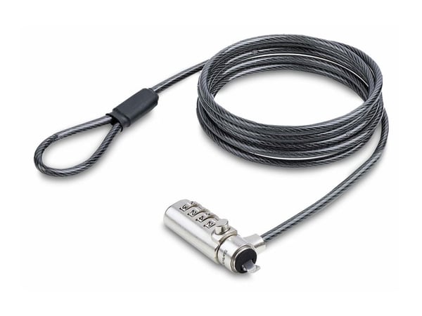 StarTech.com SNBLC4D-LAPTOP-LOCK, 2 m, Noble, Ura, Yhdistelmälukko, Hiiliteräs, musta, Hopea