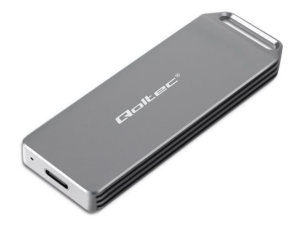 Qoltec mini aluminiumshus | M.2 SSD-stasjonsplass | NVMe | PCIe | USB 3.1 | Superhastighet 10Gb/s | 2TB | Sølv