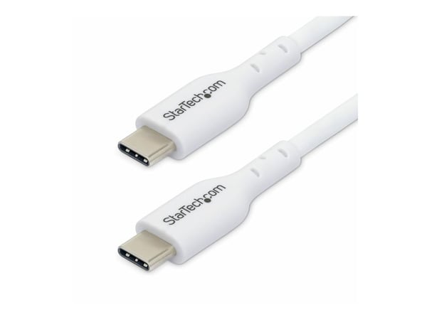 StarTech 2m (6.6ft) White USB-C Charging Cable, USB C Cable, USB 2.0 Type-C Laptop Charger Cord, 60W 3A Power Delivery, TPE Jacket, USB-C Data Tran...