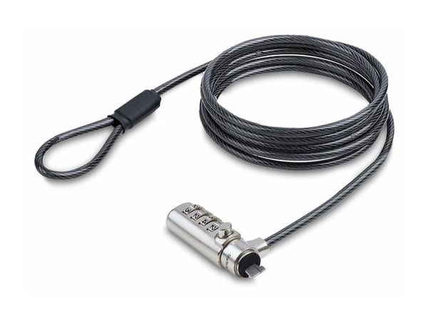 Startech Slim Lock K-Slot Compatible, 6.6ft Combination Locking Cable - Sikkerhetskabellås - svart og sølv - 2 m - TAA-samsvar
