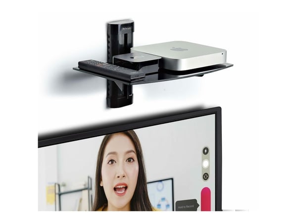 Startech Floating Wall-Mounted AV Shelf, Adjustable Height Shelf For Under TV, Organize A/V Equipment On Black Tempered Glass Shelf - Hylle - for l...