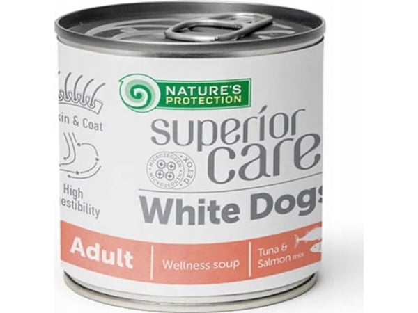 Nature’s Protection hundemat – PIES SC WELLNESS SOUP WHITE DOGS SALMON & TUNA 140 ml /6