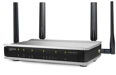 LANCOM 1800EF-5G - SD-WAN gateway - med 5G, fiber och ethernet - 5 portar - 1GbE, 5G, LTE, UMTS, HSPA - 5G, 4G, 3G - UMTS B1/B2/B4/B5/B8/B19/ LTE B...