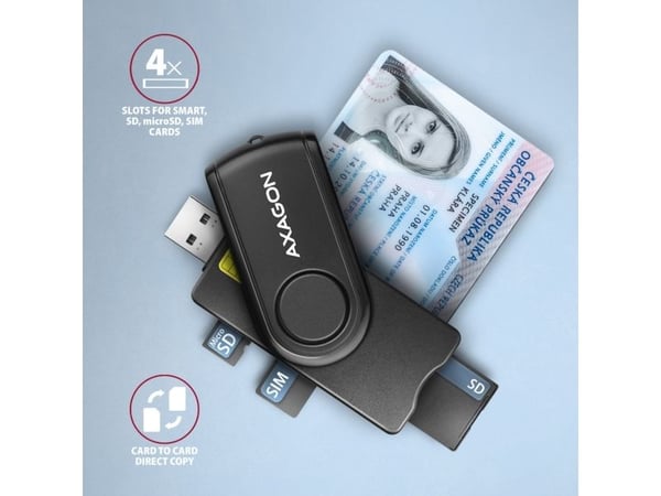 CRE-SMP2A ID-kortleser & SD/microSD/SIM-kort PocketReader USB