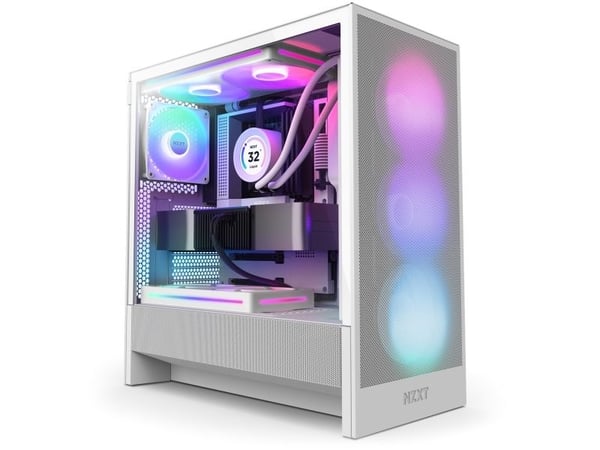 NZXT H series H5 Flow RGB - Mid tower - utvidet ATX (E-ATX) - sidepanel med vindu (herdet glass) - ingen strømforsyning - hvit - USB/lyd