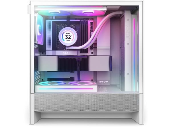 NZXT H series H5 Flow RGB - Mid tower - utvidet ATX (E-ATX) - sidepanel med vindu (herdet glass) - ingen strømforsyning - hvit - USB/lyd