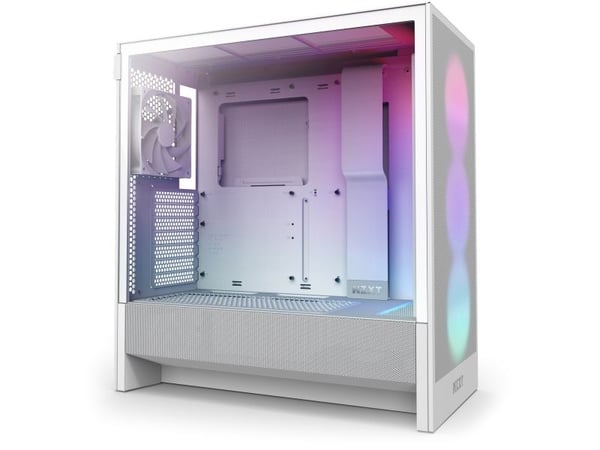 NZXT H series H5 Flow RGB - Mid tower - utvidet ATX (E-ATX) - sidepanel med vindu (herdet glass) - ingen strømforsyning - hvit - USB/lyd