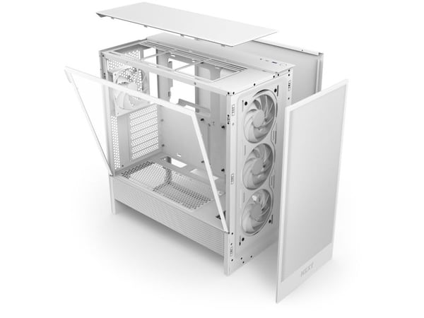 NZXT H series H5 Flow RGB - Mid tower - utvidet ATX (E-ATX) - sidepanel med vindu (herdet glass) - ingen strømforsyning - hvit - USB/lyd