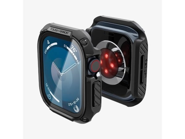 Spigen Tough Armor, Box, SmartWatch, Black, Apple, Apple Watch 10 (46mm), polykarbonat (PC), termoplastisk polyuretan (TPU)
