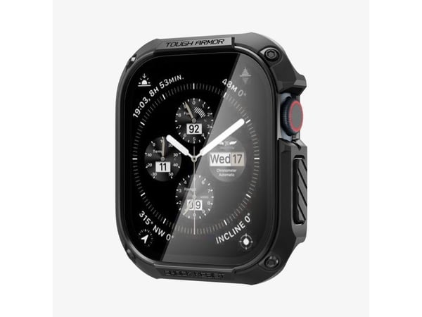Spigen Tough Armor, Box, SmartWatch, Black, Apple, Apple Watch 10 (46mm), polykarbonat (PC), termoplastisk polyuretan (TPU)