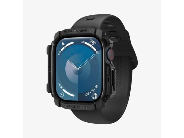 Spigen Rugged Armor, Etui, Smartklokke, Svart, Apple, Apple Watch 10 (42mm), Termoplastisk polyuretan (TPU)