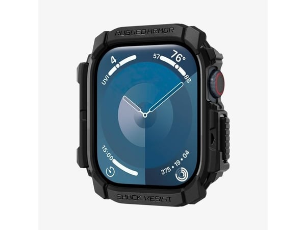 Spigen Rugged Armor, Etui, Smartklokke, Svart, Apple, Apple Watch 10 (42mm), Termoplastisk polyuretan (TPU)