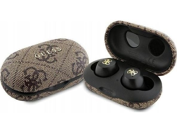 Guess Bluetooth-hodetelefoner GUTWSP4EGW TWS ENC 4G PU METALL LOGO brun