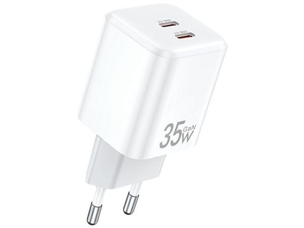 Awei PD65-EU 35W GaN 2xUSB-C nätladdare / utan kabel - svart