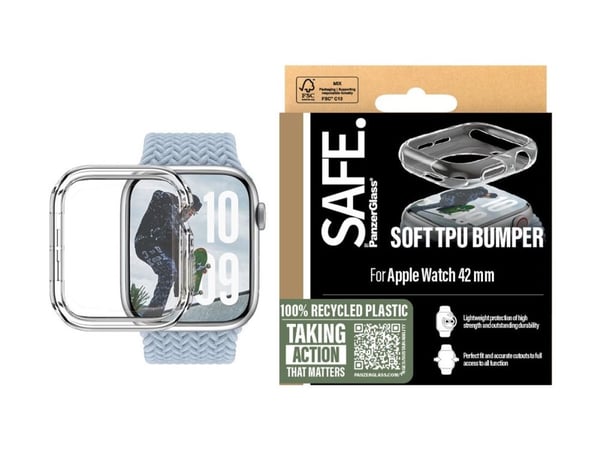 SAFE. by PanzerGlass - Støtfanger for smartarmåndsur - 42mm - termoplast-polyuretan (TPU) - gjennomsiktig - for Apple Watch Series 10 (GPS + Cellul...