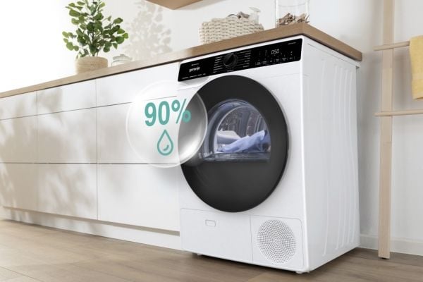 Gorenje DPNA83W, Frittstående, Frontmatet, Varme pumpe, Svart, Hvit, Rotasjon, Berøringskontroll, Svart