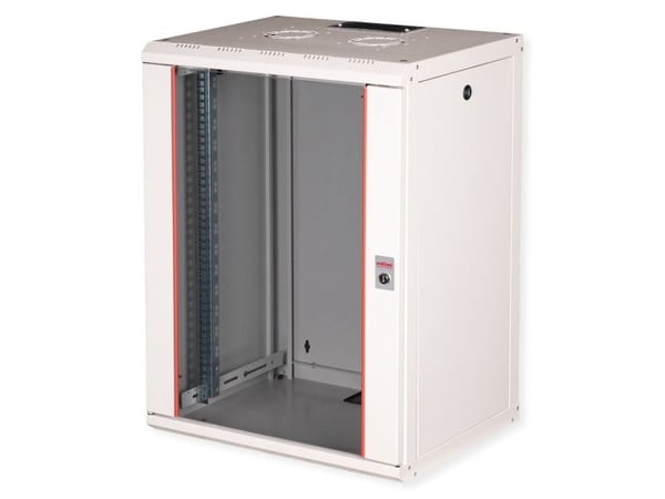 ROLINE 26.21.0006, Veggmonterbar hylle, 16U, Nøkkellås, Rack skinner, 29 kg, Grå